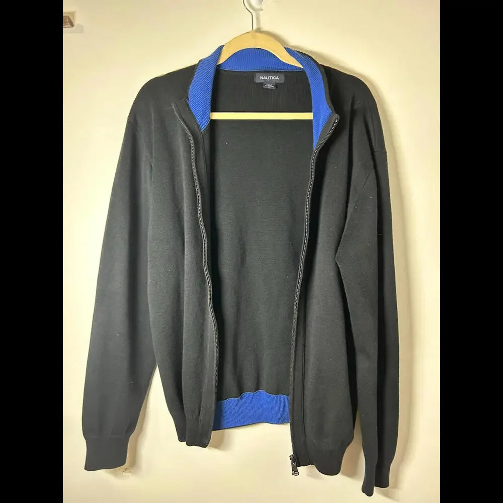 Nautica full zip 100% Cotton cardigan in Navy Blue Men's size‎ L